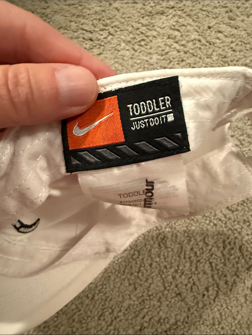 Nike White Toddler Cap with Orange Accent and Silver Swoosh